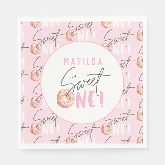 Donut sweet one 1st birthday party invitation napkins (Front)