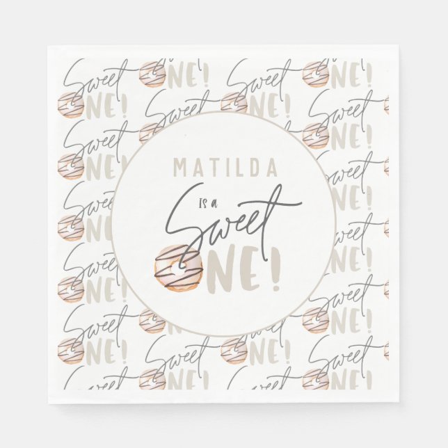 Donut sweet one 1st birthday party invitation napkins (Front)