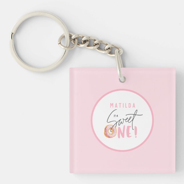 Donut sweet one 1st birthday party keychain (Front)