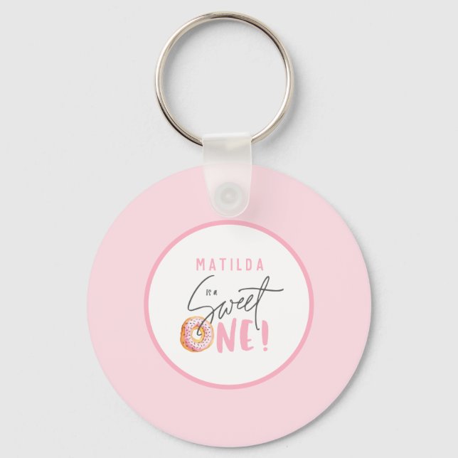 Donut sweet one 1st birthday party keychain (Front)
