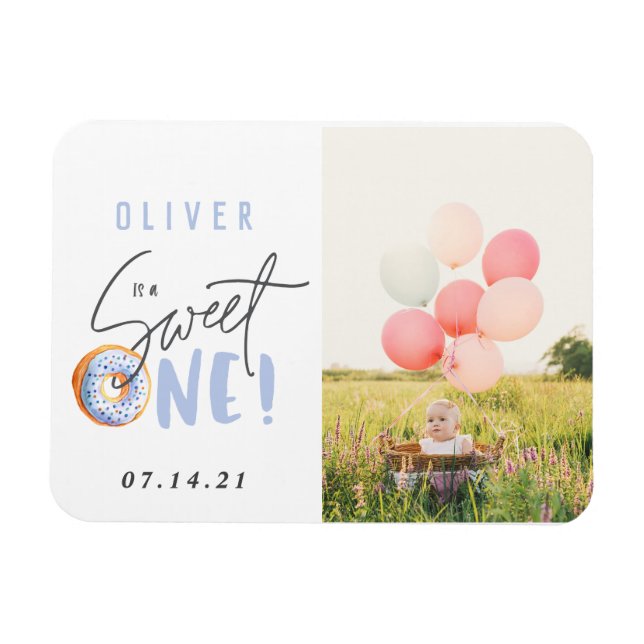 Donut sweet one 1st birthday party magnet (Horizontal)