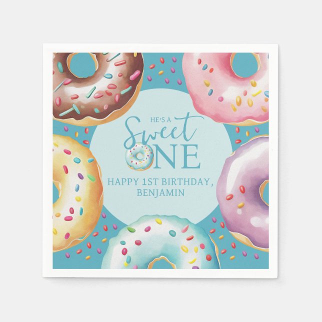 Donut Sweet One 1st Birthday Party  Napkins (Front)