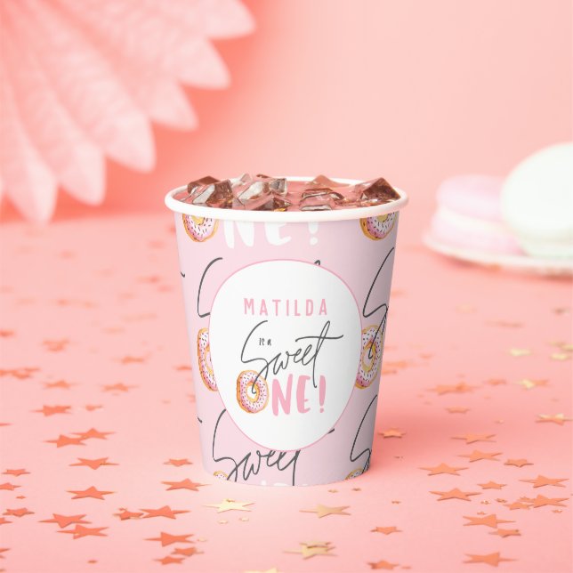 Donut sweet one 1st birthday party paper cups (Insitu)