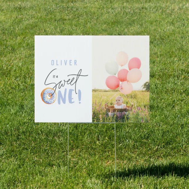 Donut sweet one 1st birthday party sign | Zazzle