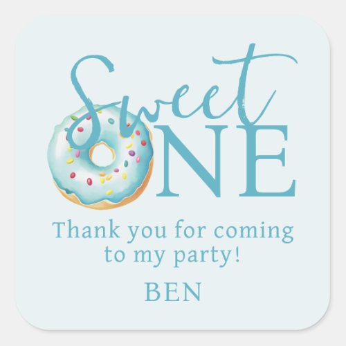 Donut Sweet One 1st Birthday Thank You  Square Sticker