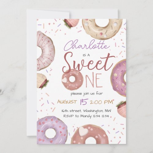 Donut Sweet One Birthday Invitation