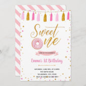 Donut sweet one birthday invitation (Front/Back)