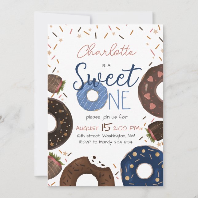 Donut Sweet One Birthday Invitation (Front)
