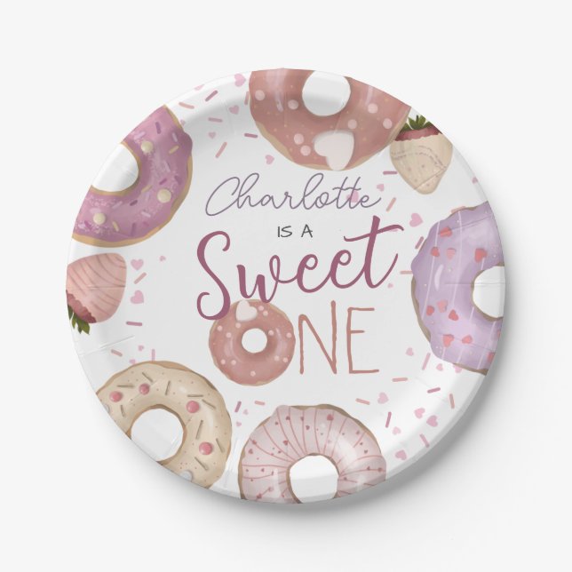 Donut Sweet One Birthday  Paper Plates (Front)