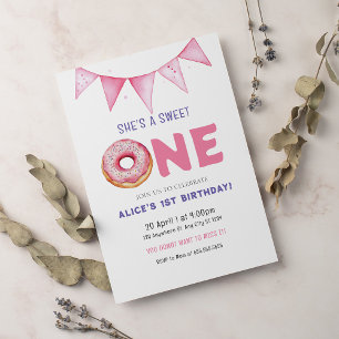 Donut Sweet One Birthday Party Donut 1st Birthday Invitation