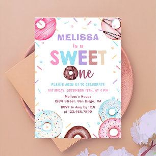 Donut Sweet One Birthday Party Donut 1st Birthday Invitation