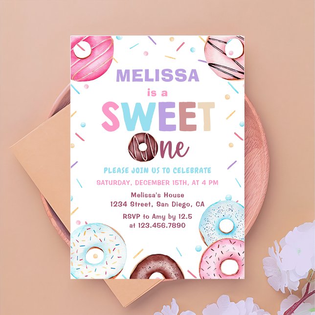 Donut Sweet One Birthday Party Donut 1st Birthday  Invitation (Creator Uploaded)