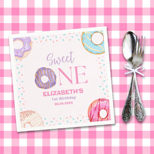 Donut Sweet One Birthday Party Donut Birthday Napkins