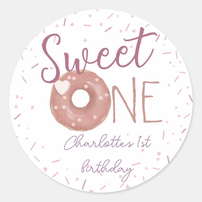 Donut Sweet One Birthday Sticker (Front)
