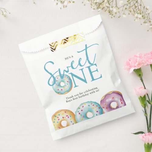 Donut Sweet One Blue Thank You for Coming  Favor Bag