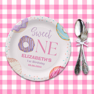 Donut Sweet One Cute Birthday Girl Paper Plates
