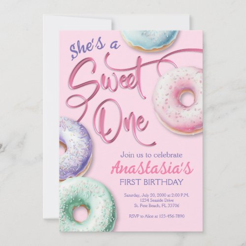 Donut Sweet One First Birthday Invitation