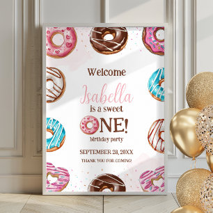 Donut Sweet One Girl Sprinkles Poster Welcome Sign