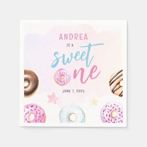 Donut Sweet One Girls First Birthday Napkins