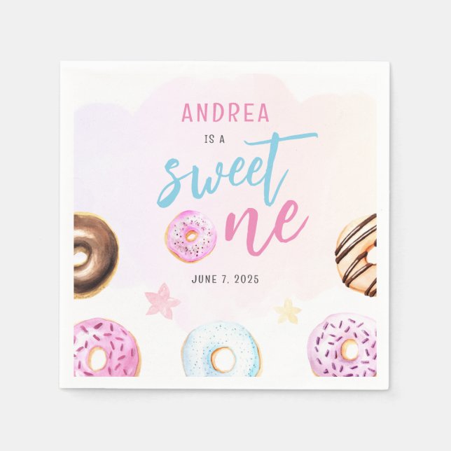 Donut Sweet One Girls First Birthday Napkins (Front)