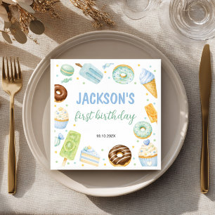 Donut Sweet One Pastel Birthday Party Napkins