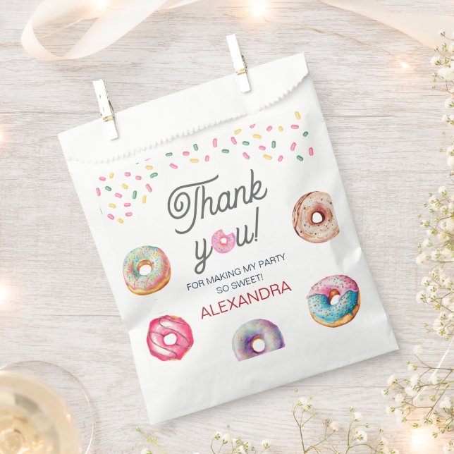 Donut sweet one pink 1st birthday party favor bag (Clipped)
