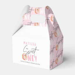 Donut sweet one pink 1st birthday party favor boxes