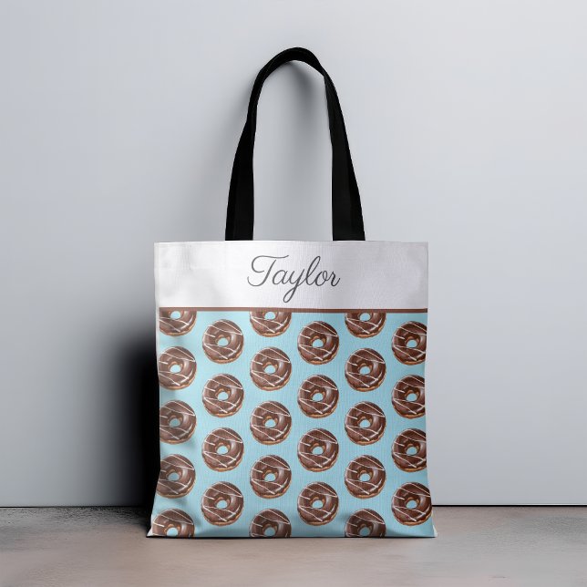 Donut Sweet Sprinkles Pattern Custom Name Tote Bag (Creator Uploaded)