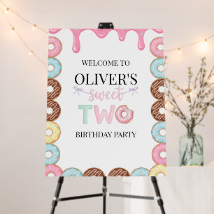 Donut Sweet Two 2nd Birthday Party Welcome Sign