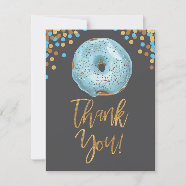 Donut Thank You Card Boy Blue (Front)