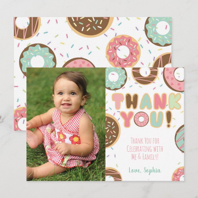 Donut Thank You Card with Photo (Front/Back)