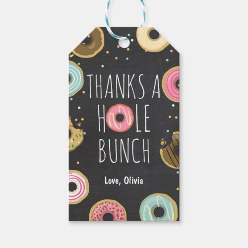 Donut thank you favor gift tags Girl Pink Doughnut