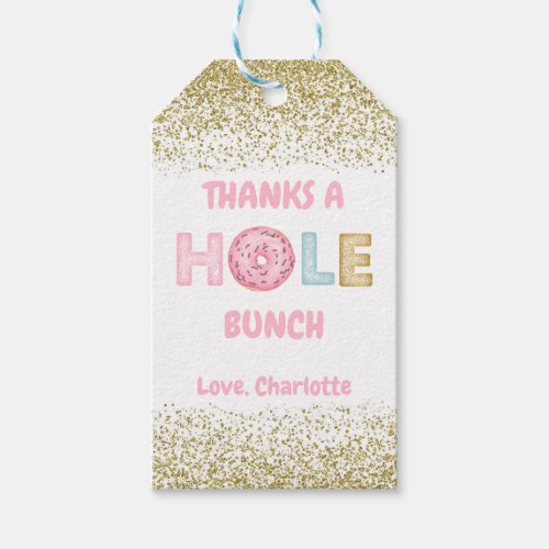 Donut thank you favor gift tags Girl Pink Doughnut