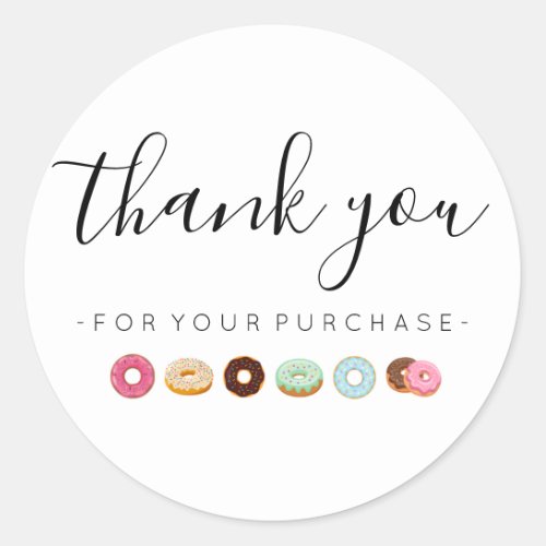 Donut Thank You for Your Purchase Classic Round Sticker