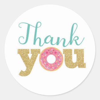 Donut Thank You Labels  Donut Sticker by PrinterFairy at Zazzle