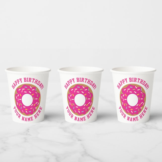 Donut theme Birthday party custom paper cups (Multi)