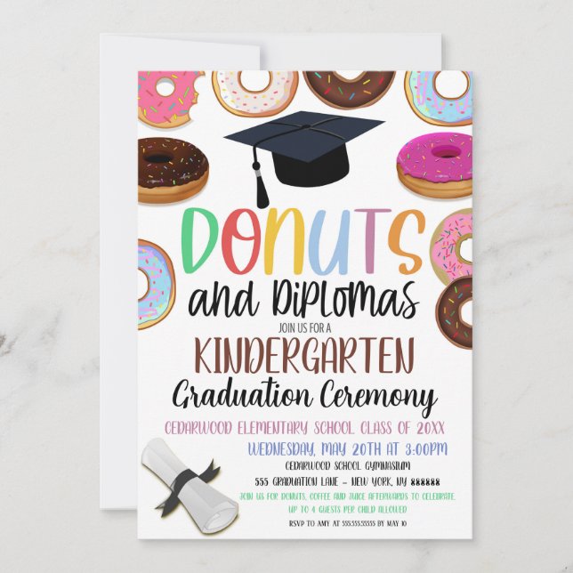 Donut Theme Graduation Invitation (Front)