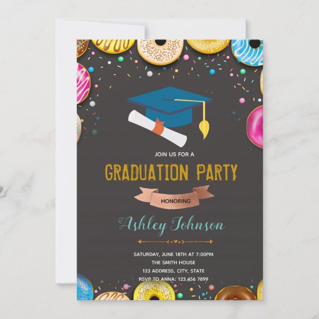 Donut Theme graduation invitation (Front)
