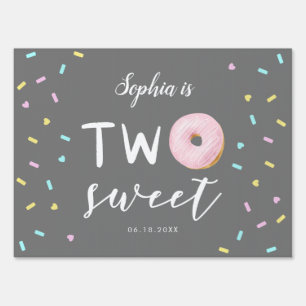 Donut Theme Second Birthday Grey Party Sign