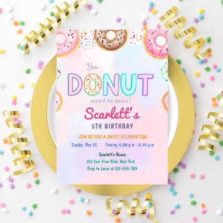 Donut Themed 5th Birthday Party Invitation