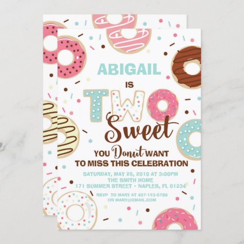Donut Themed Birthday Invitation