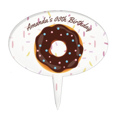 Donut themed Birthday Party personalized Cake Topper