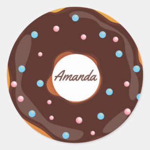 Donut themed Birthday Party personalized Classic Round Sticker