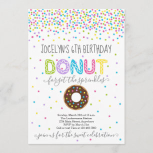 Donut Themed Birthday Party - Rainbow Sprinkles Invitation