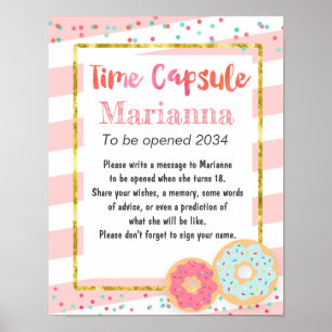 Donut Time Capsule First Birthday Poster