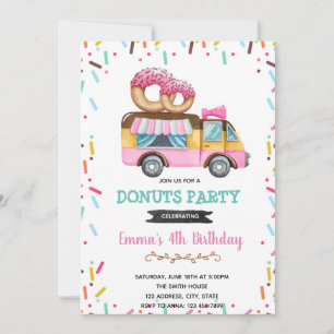 Donut truck birthday invitation
