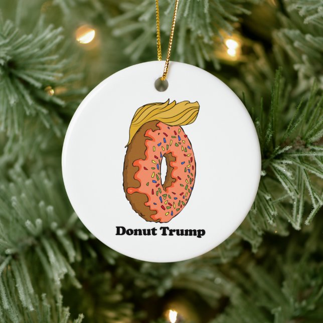 Donut Trump -- - Political - Ceramic Ornament (Tree)
