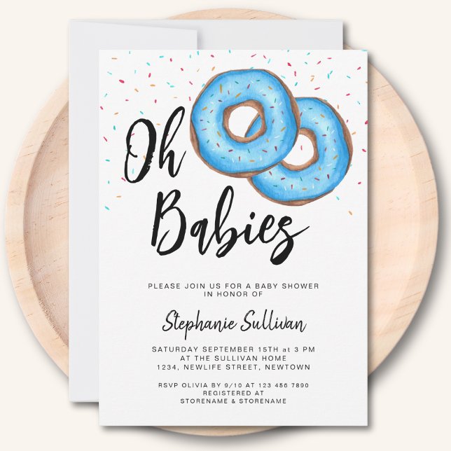 Donut Twin Boys Baby Shower Invitation (Creator Uploaded)