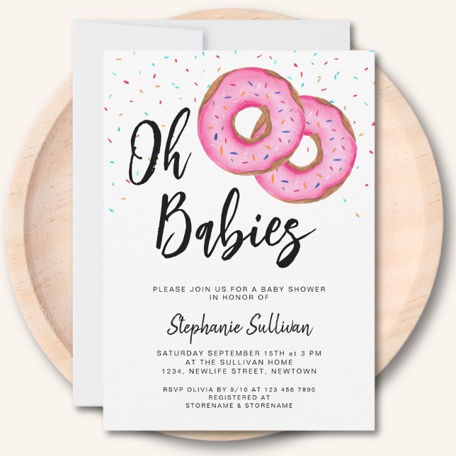 Donut Twin Girls Baby Shower Invitation (Creator Uploaded)
