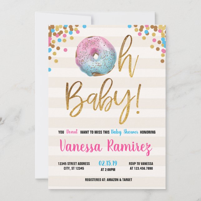 Donut Twins Neutral baby Shower Invitation (Front)